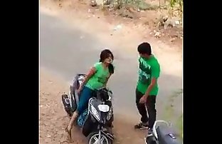 Indian lover hot kiss in road