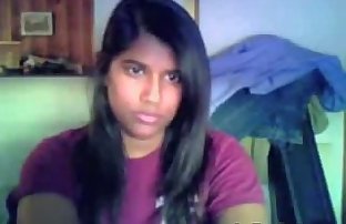Cute Indian Chick Strips And Plays Alone